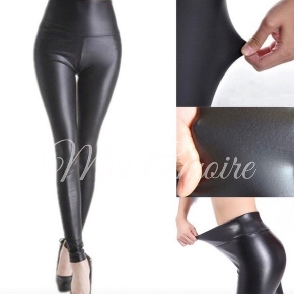Mui Amoire Pants - 2 Left: Boutique New High-Waisted, Shiny, Light Faux Leather Leggings, S & M